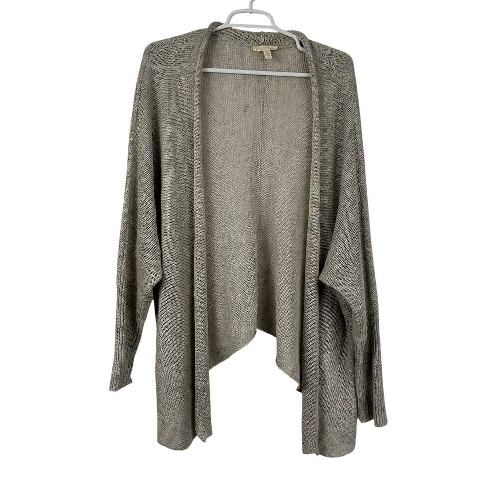 Eileen Fisher Linen Open Knit Waterfall Dolman Sleeve Cardigan Sweater S